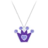 Zilveren ketting met hanger, paars kroontje