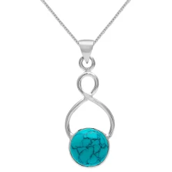 Zilveren ketting met hanger, met turquiose steen