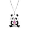 Zilveren ketting met hanger, panda met ijsje
