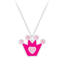 Zilveren ketting met hanger, kroontje