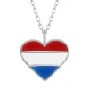 Zilveren ketting met hanger, hart met Nederlandse vlag
