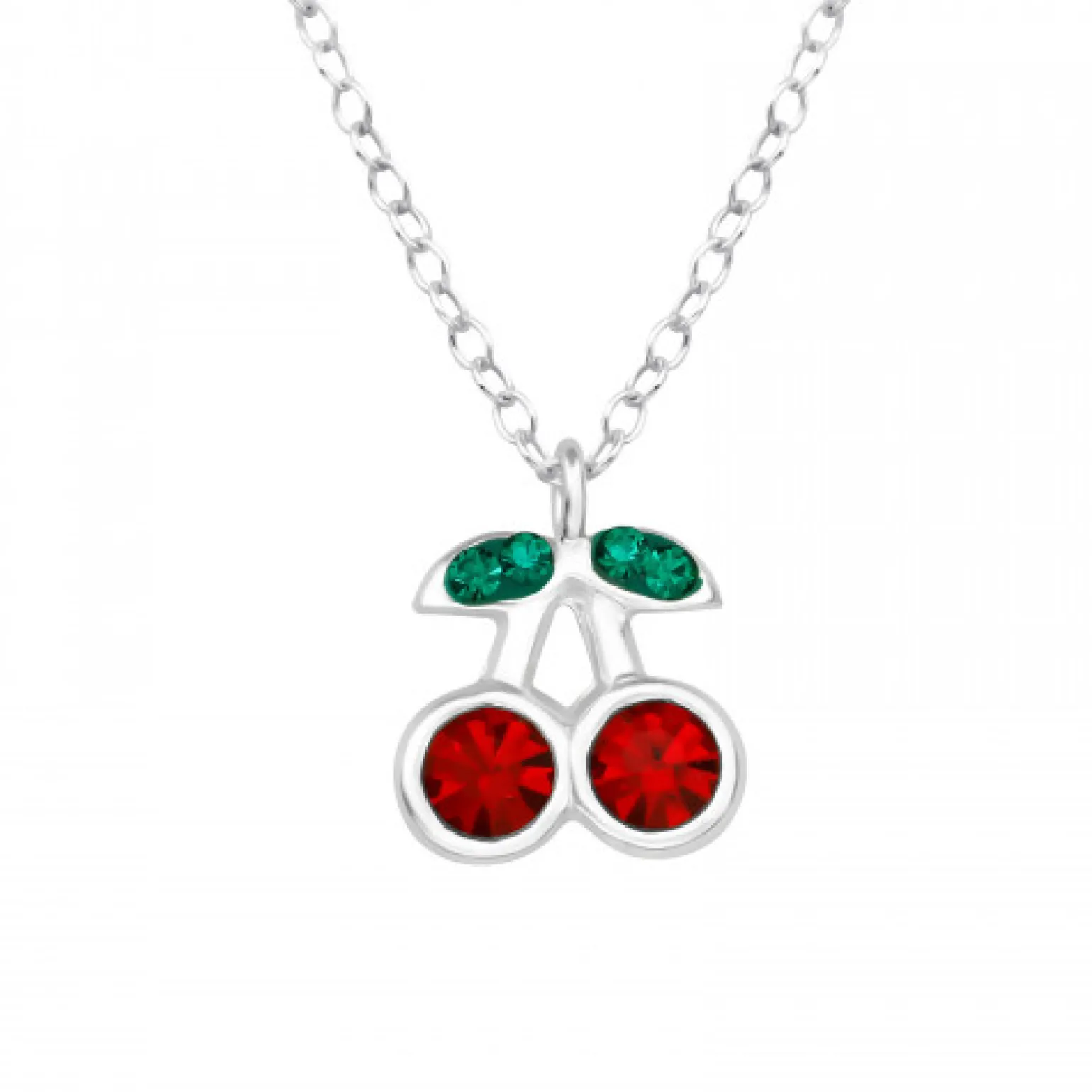 Zilveren ketting met hanger, kers