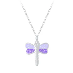Zilveren ketting met hanger, libel