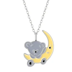 Zilveren ketting met hanger, koala met maan
