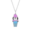 Zilveren ketting met hanger, pinguïn in blauw ijsbakje