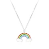 Zilveren ketting met hanger, regenboog met wolkjes