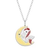 Zilveren ketting met hanger, eenhoorn met maan