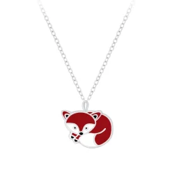Zilveren ketting met hanger, vos