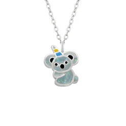 Zilveren ketting met hanger, koala eenhoorn met glitters