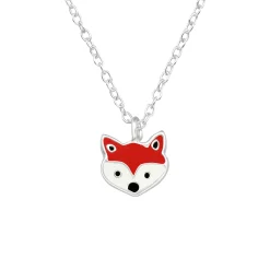 Zilveren ketting met hanger, vosje