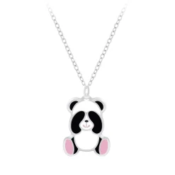 Zilveren ketting met hanger, panda