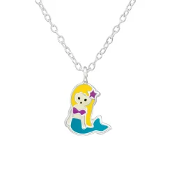 Zilveren ketting met hanger, zeemeermin