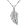 Zilveren ketting met hanger, blad met kristallen