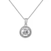 Zilveren ketting met hanger, cirkel met veel kristallen