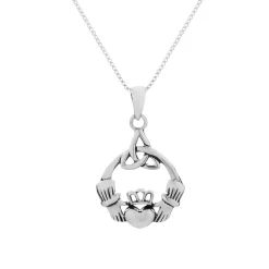 Zilveren ketting met hanger, Claddagh