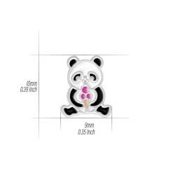 Zilveren ketting met hanger, panda met ijsje