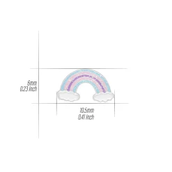 Zilveren ketting met hanger, regenboog met glitters en wolkjes