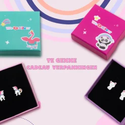 Zilveren ketting met hanger, vlinder, blauw met wit