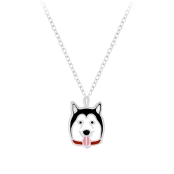 Zilveren ketting met sledehond