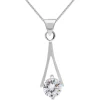 Zilveren ketting, sierlijke driehoek met kristal