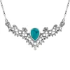 Zilveren ketting, Turkoois of Turquoise steen met sierlijke bewerkingen
