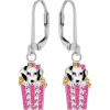 Zilveren oorhangers, dalmatiër met strikje in popcorn bak