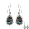 Zilveren oorhangers, druppelvorm met abalone steen