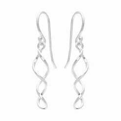 Zilveren oorhangers, gedraaide spiraal