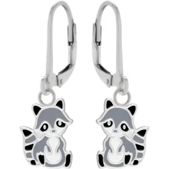 Zilveren oorhangers, grijze wasbeer