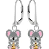 Zilveren oorhangers, koala met kristalogen en pizza