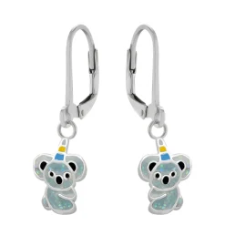 Zilveren oorhangers, koala met glitters en gekleurde unicorn hoorn