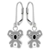 Zilveren oorhangers, koala met kristal