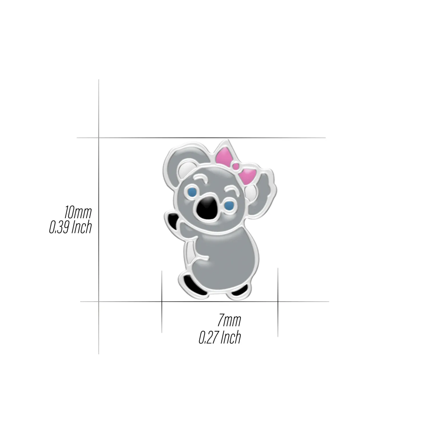 Zilveren oorhangers, koala met roze strikje