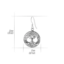 Zilveren oorhangers, levensboom (tree of life)