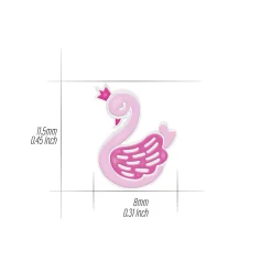 Zilveren oorhangers met hanger, roze zwaan met kroontje