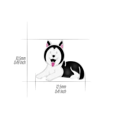 Zilveren oorhangers met hanger, zwarte husky