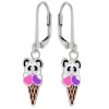 Zilveren oorhangers, panda-ijsje