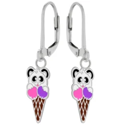 Zilveren oorhangers, panda-ijsje