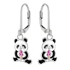 Zilveren oorhangers, panda met ijsje