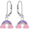 Zilveren oorhangers, regenbogen met vrolijke wolkjes