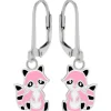Zilveren oorhangers, roze wasbeer