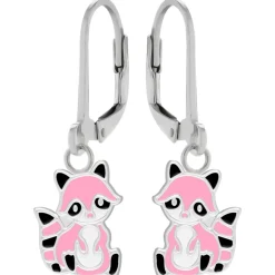Zilveren oorhangers, roze wasbeer