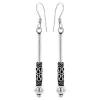 Zilveren oorhangers, staafje met Bali look en bolletjes