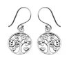 Zilveren oorhangers, tree of life met hartjes