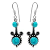 Zilveren oorhangers, turquoise steen met sierlijke details en geoxideerde delen