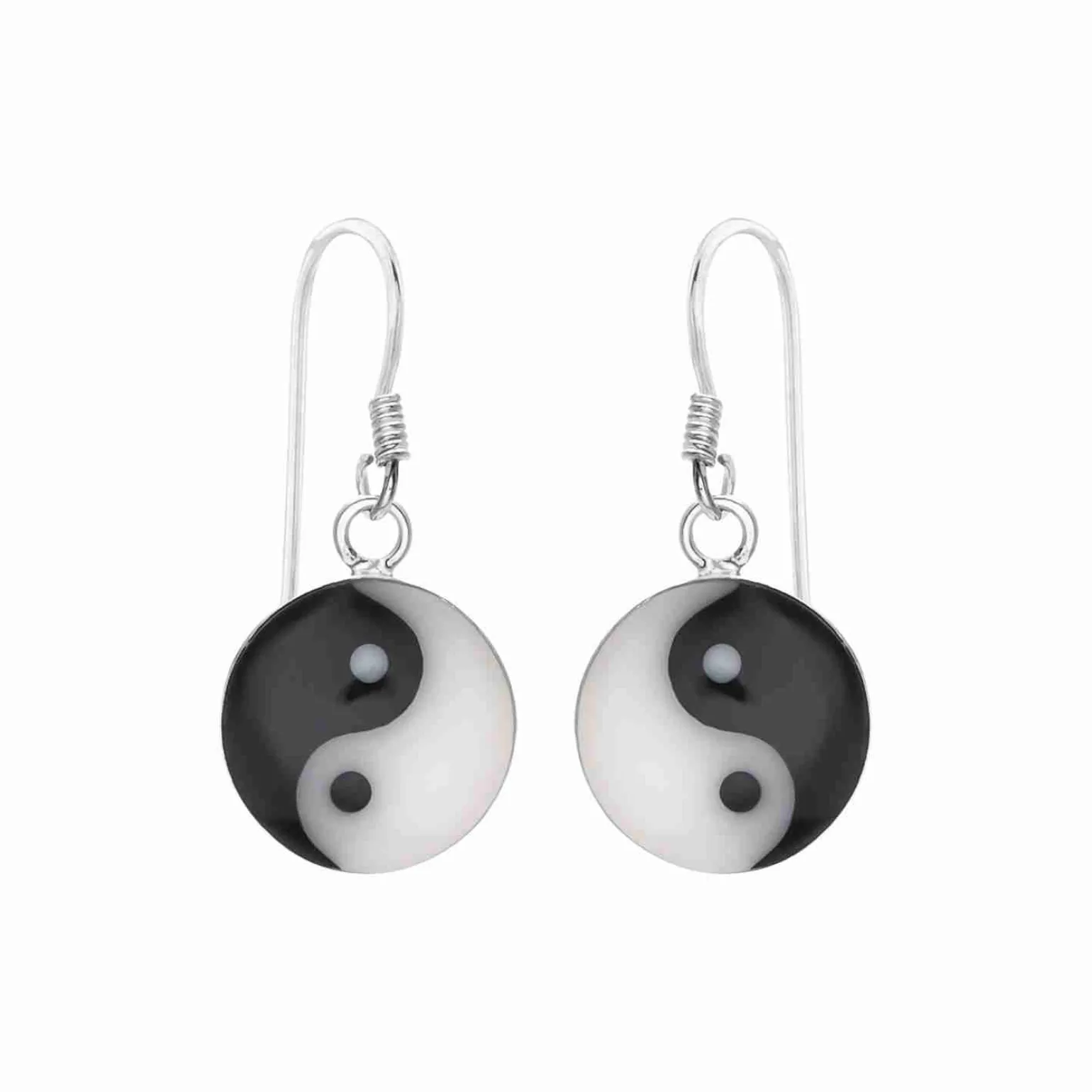Zilveren oorhangers, yin en yang
