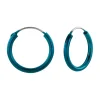 Zilveren oorringen, 18 mm, 2 mm dik, blauw