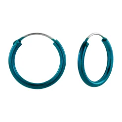Zilveren oorringen, 18 mm, 2 mm dik, blauw