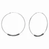 Zilveren oorringen, 50 mm Bali hoops met kringeltjes en spiraaltjes