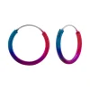 Zilveren oorringen, 18 mm, blauw, paars, roze